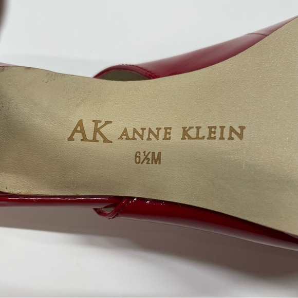Anne Klein Red Patent Leather Slingback Heels Open Toe Size 6.5M - Picture 6 of 8